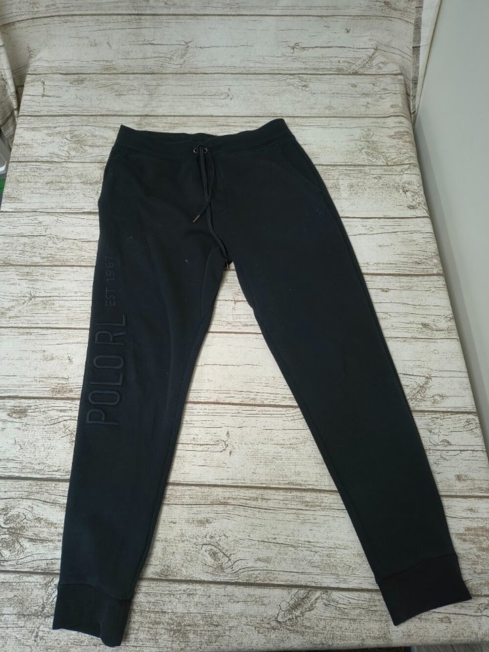 Polo Ralph Lauren Black Embossed Raised Logo Slim Joggers Men Size Small